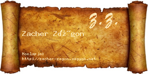 Zacher Zágon névjegykártya